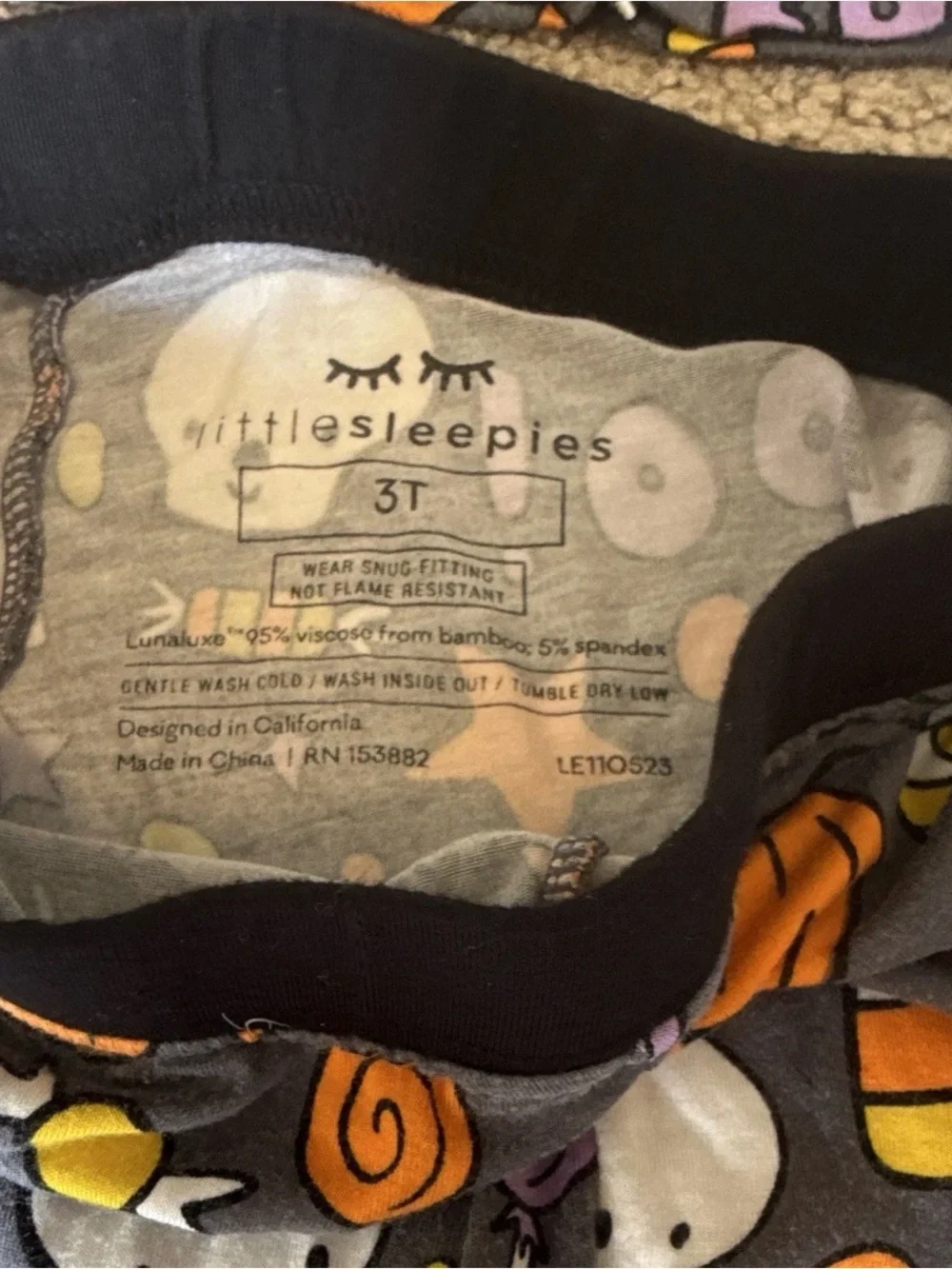 Little Sleepies Halloween Pajama Set - Gray with Orange, White & Purple Accents